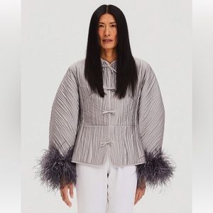 Sleeper Hebao Jacket with Detachable Feathers in Dust Gray